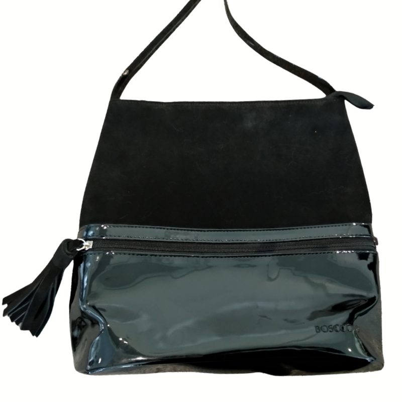 NEW patent leather look black shoulder bag