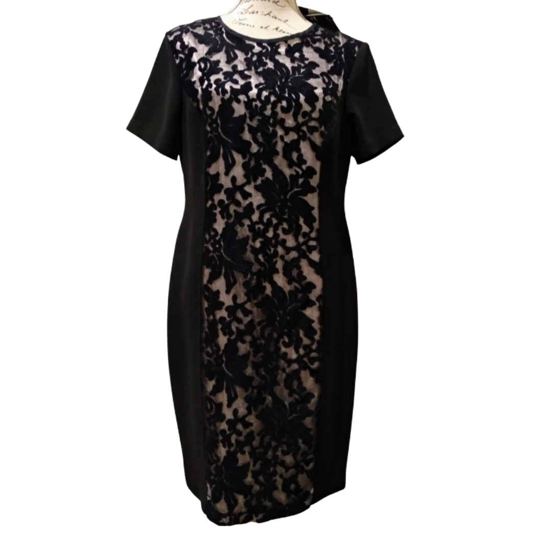 NEW STITCHES black cocktail dress, size 12/14, retail $139