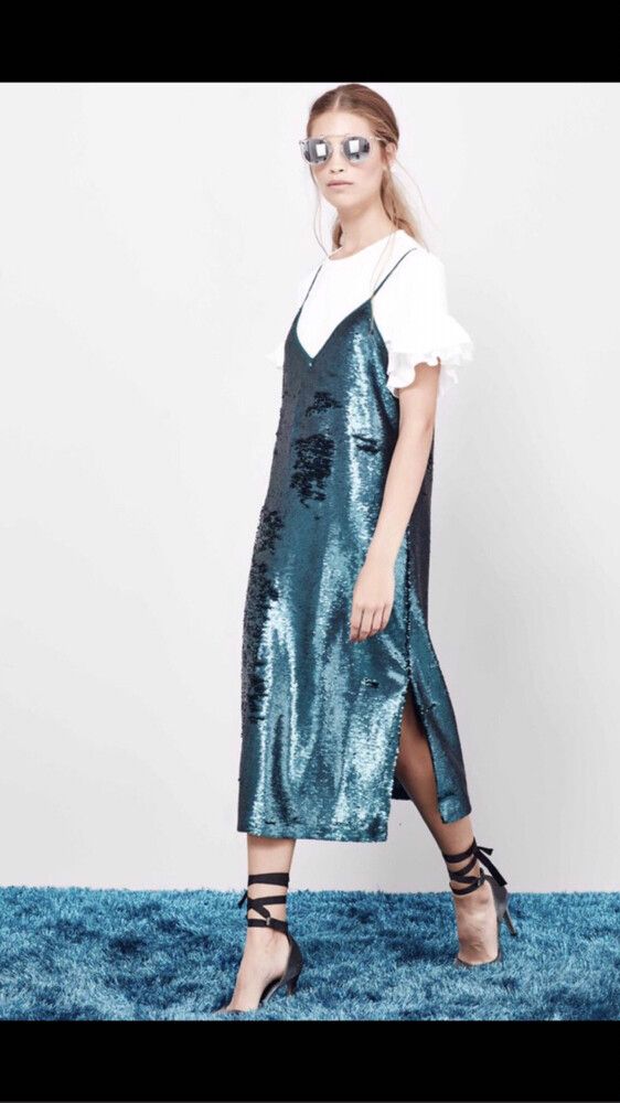 Coop teal sequin dress, size S, size 10