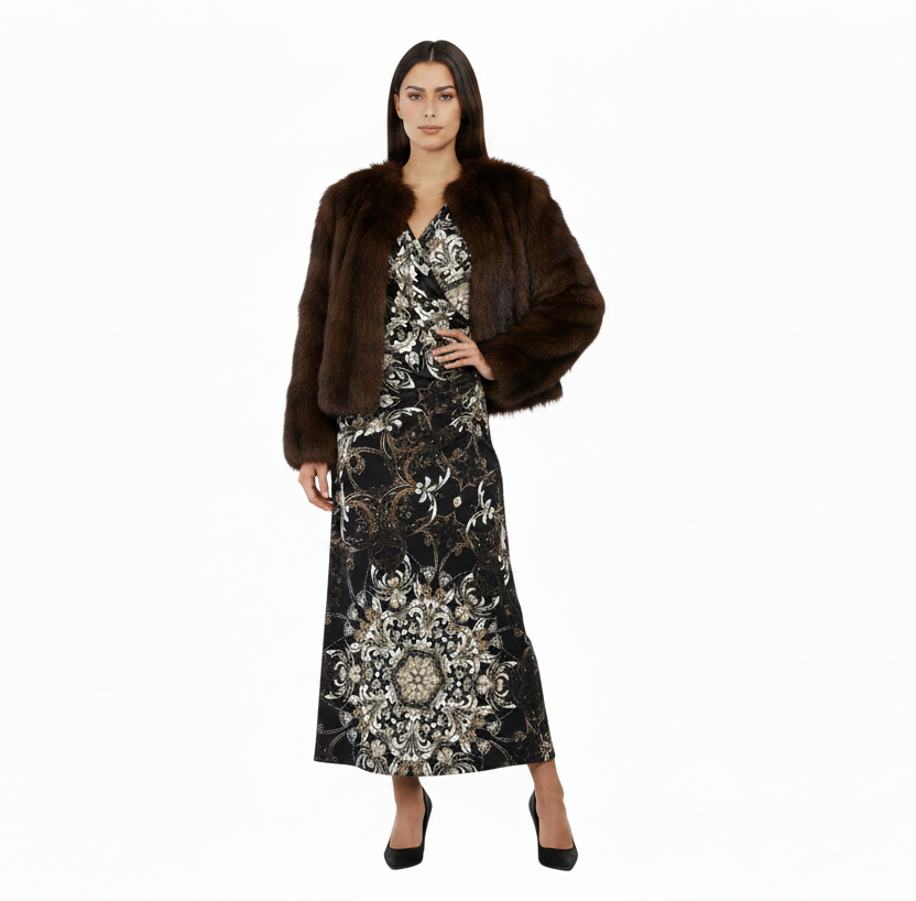 HIRE-Paula Ryan Venezia Side Gather Crossover Dress, size M, 10-12