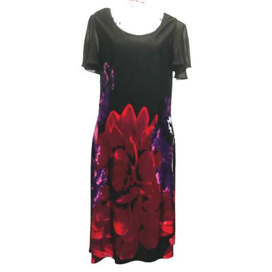 Julien MacDonald Italian Designer black floral dress, size 12