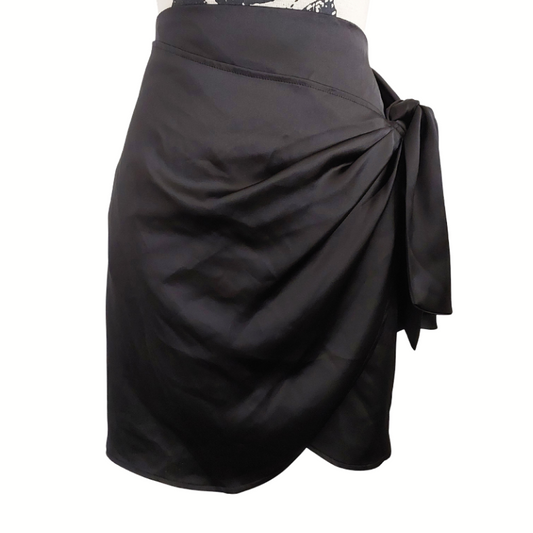 Amaya black satin mini skirt, size 12