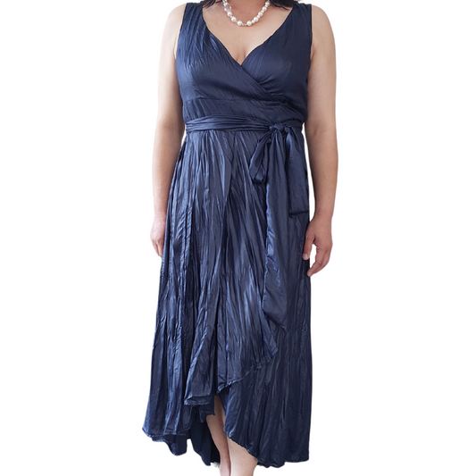 Annah S navy wrap dress, size L /14