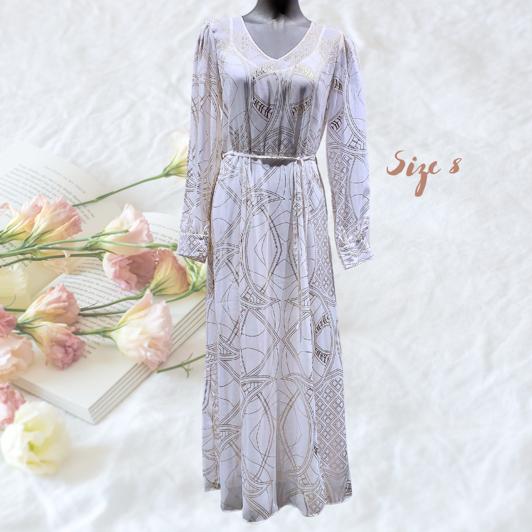 NEW Fate & Becker white/gold thread dress, size 8
