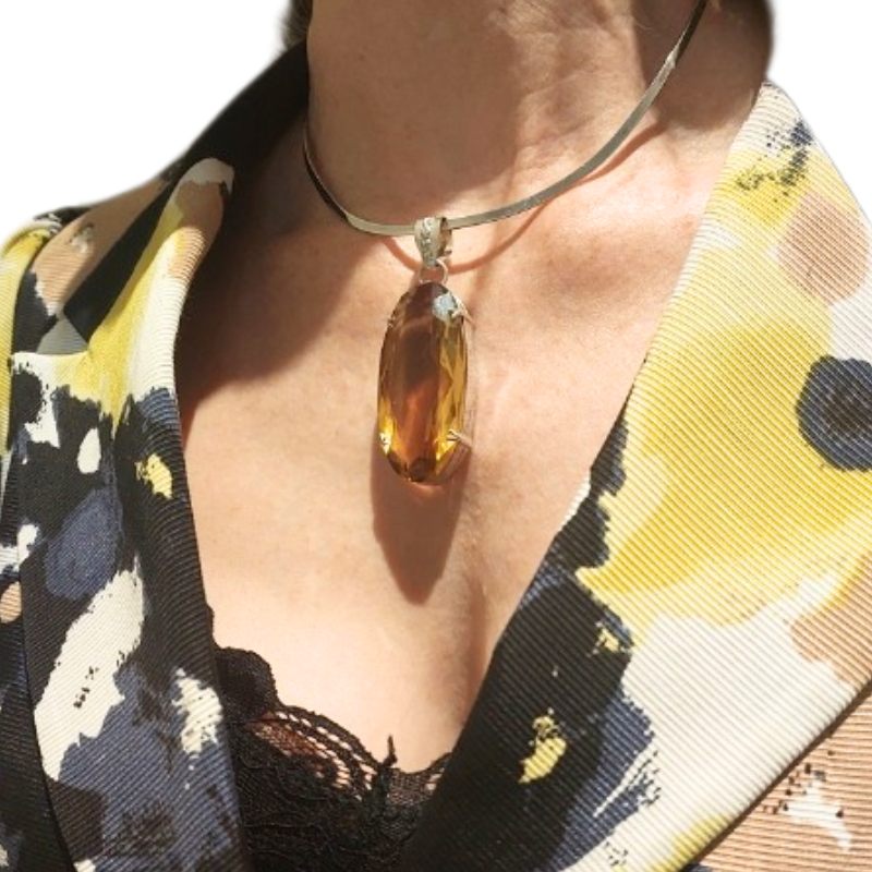 Citrine quartz necklace, 925-HIRE ONLY