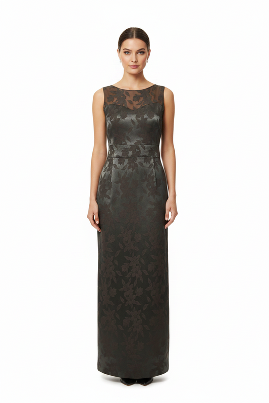 Annah S green embossed floral formal dress, size 12