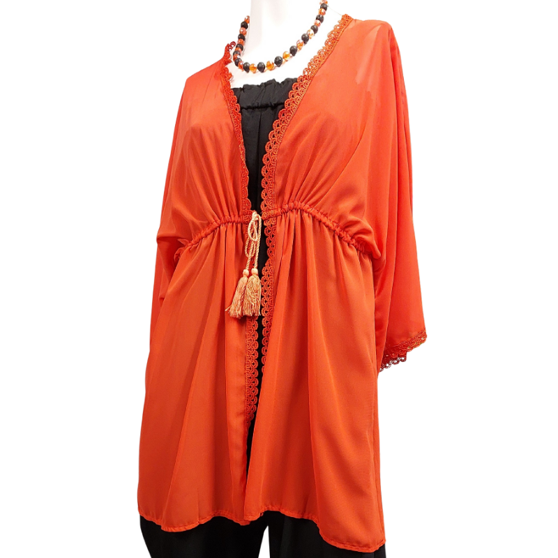 NEW orange chiffon cover-up/layering top, one size, 12-14