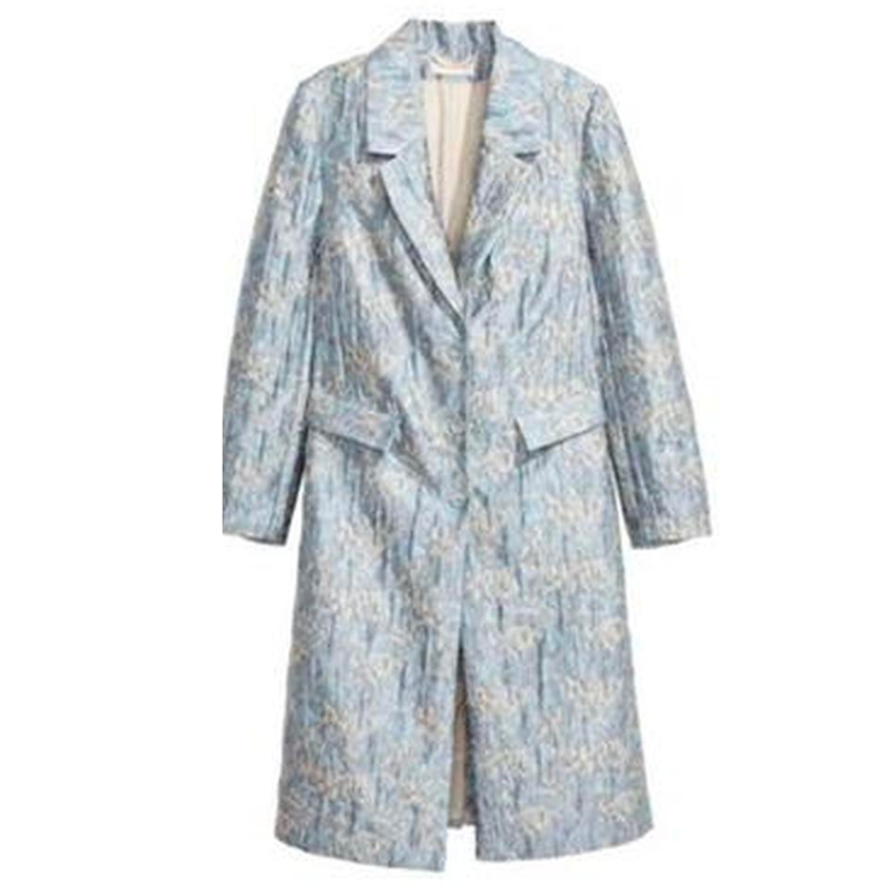 Blue /silver/cream embossed  coat, size 10-12