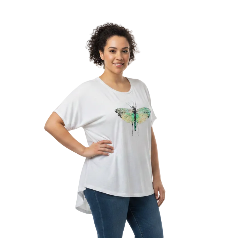 Rubi Yaya white dragonfly T, size 20+