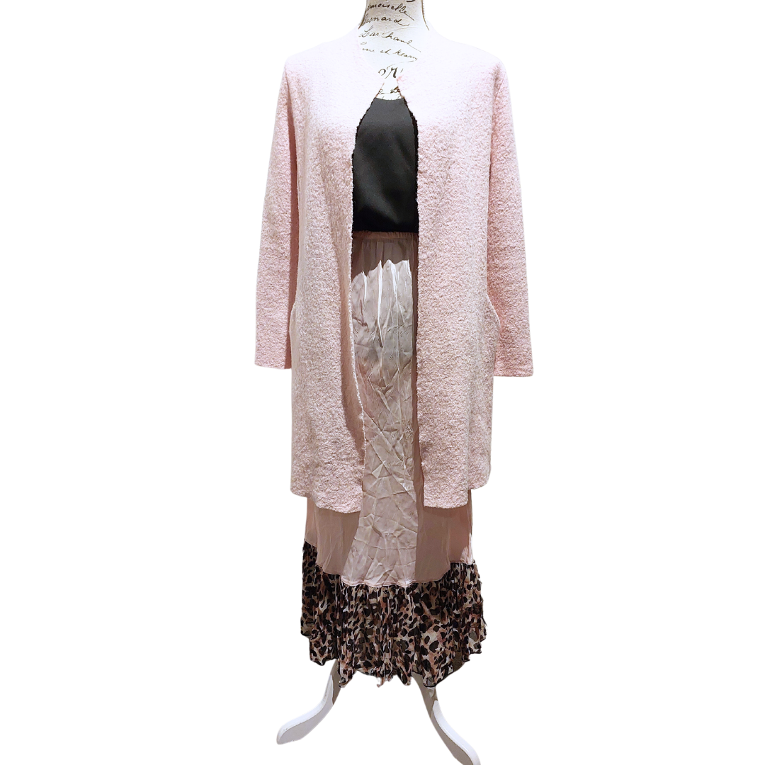 Trelise Cooper pink leopard print hem skirt, size 10