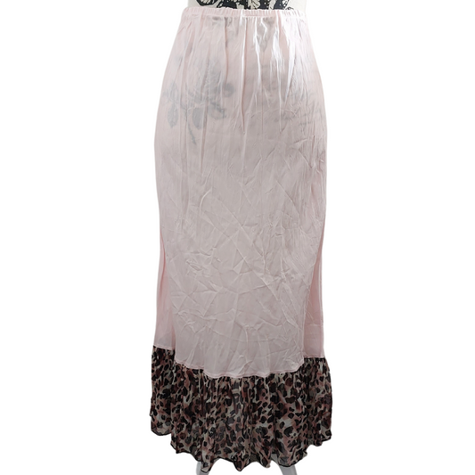 Trelise Cooper pink leopard print hem skirt, size 10