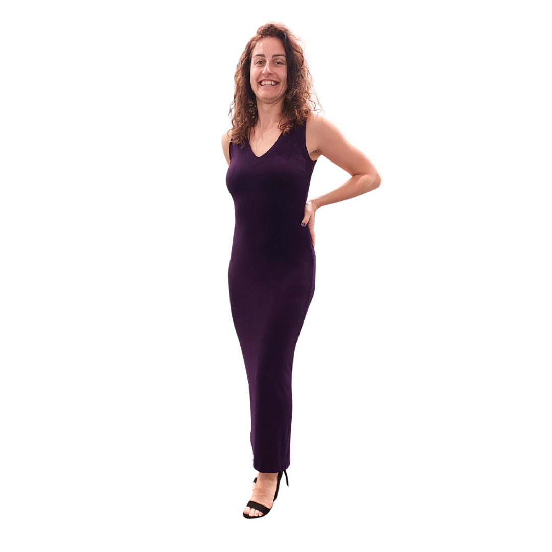 Anna Bennett purple stretch bodycon dress-8/10 RENT ONLY