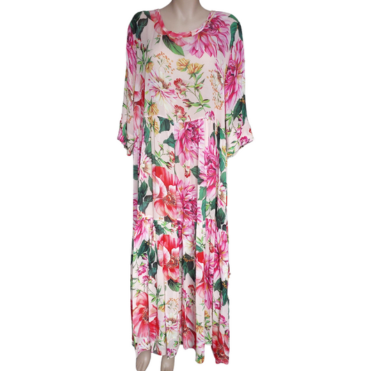 Jellicoe Pink floral dress, size L/16-RENT