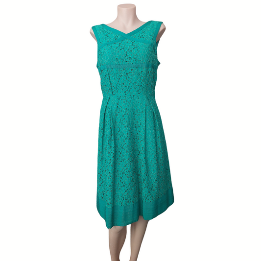 David Lawrence emerald green lace dress, size 10