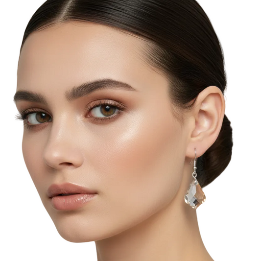 New Swarovski Crystal champagne Earrings, 925 hooks