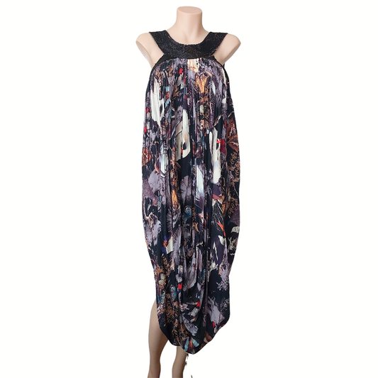 Trelise Cooper purple beaded neck dress, size 10-RENT