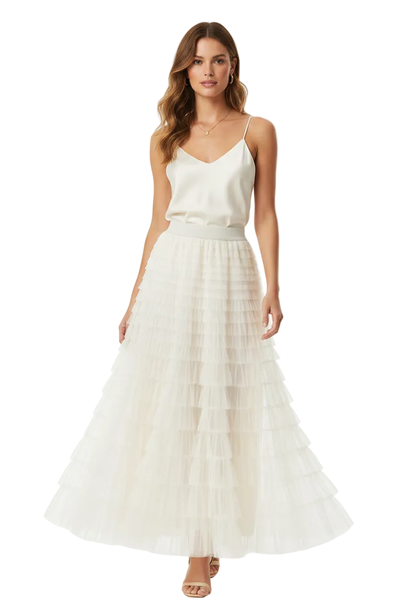 New cream tulle skirt, size 10-12