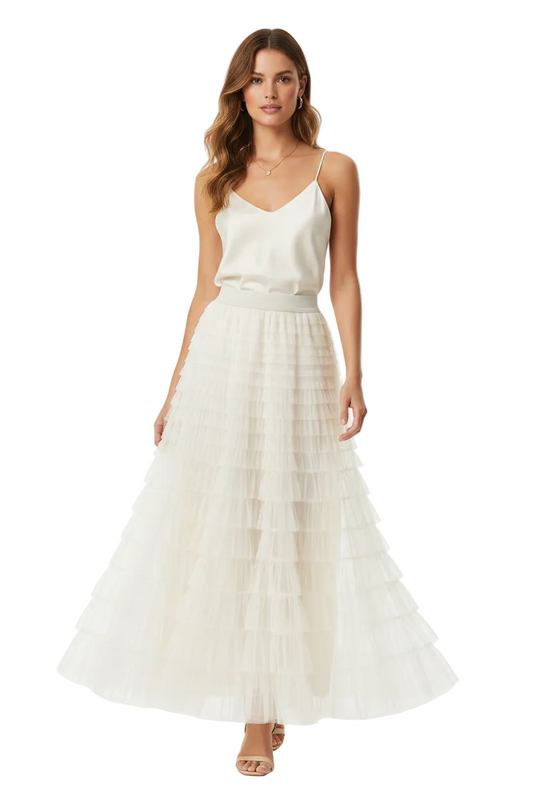 New cream tulle skirt, size 10-12