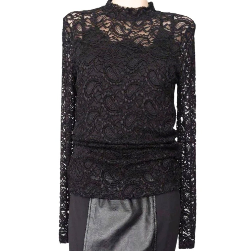 NEW Soyaconcept black lace top, size M/12