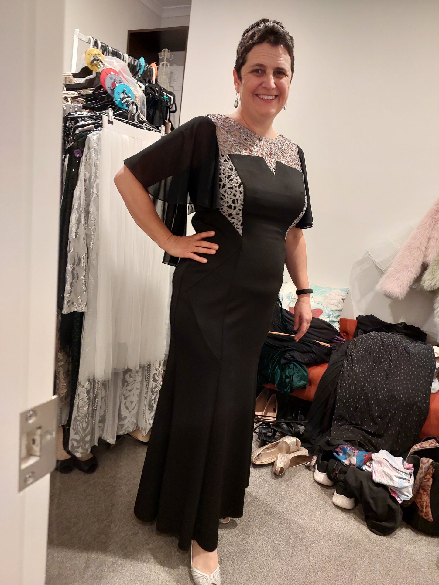 'Outrage' black formal/ball dress, 12/14, Retail $699, HIRE