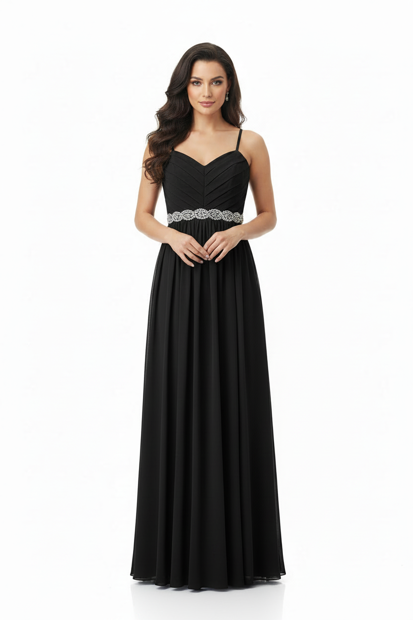 Black silver bling waist formal/ball dress, size 10