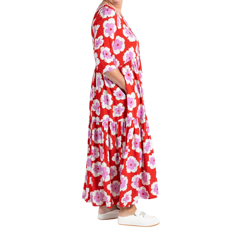 Jellicoe red floral dress, size XL/18