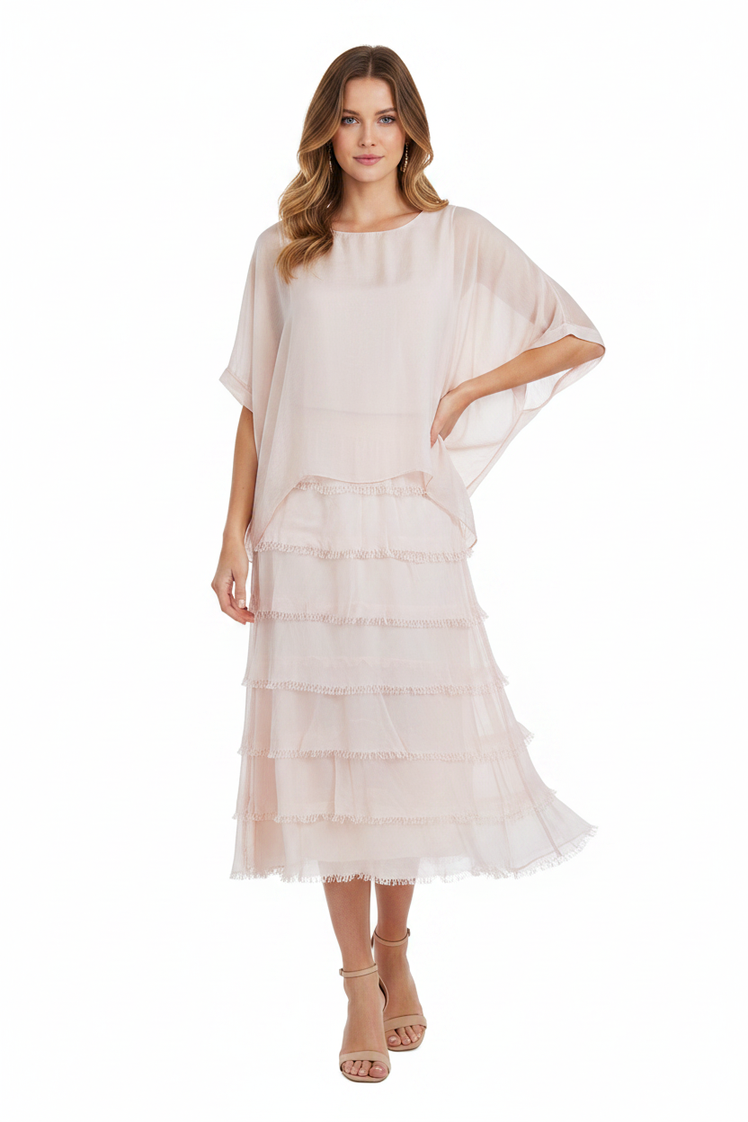 HIRE-IMAGINE Fashion Italy pink silk dress, size M, 12-14