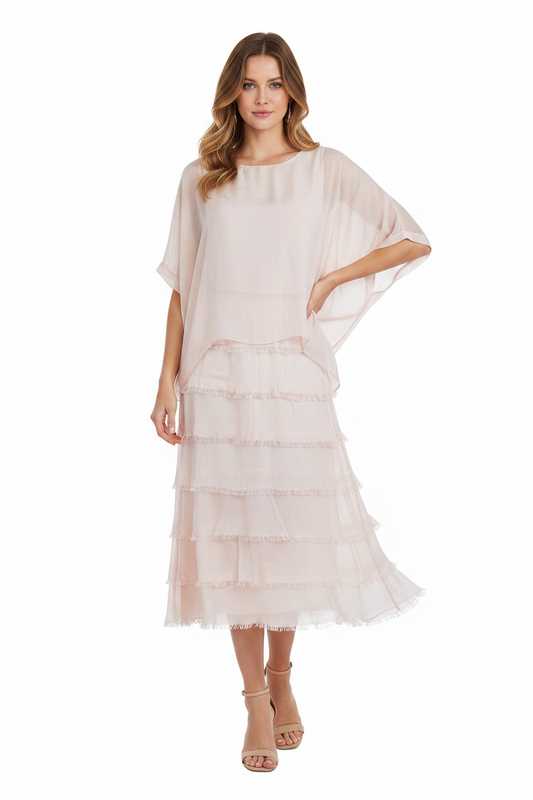 HIRE-IMAGINE Fashion Italy pink silk dress, size M, 12-14