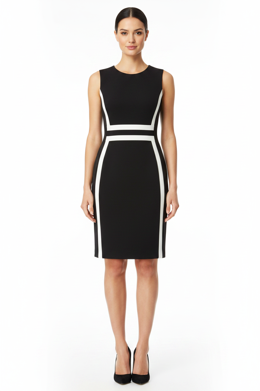Calvin Klein black & white designer dress, size 14