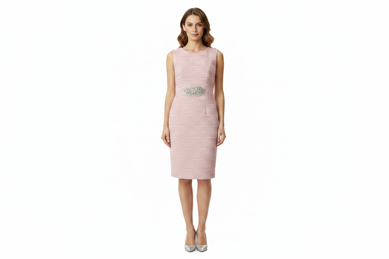 Joseph Ribcoff dusky pink diamante dress, size 14