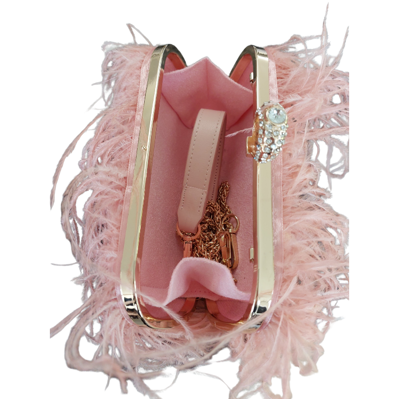 Peach ostrich feather evening bag - HIRE