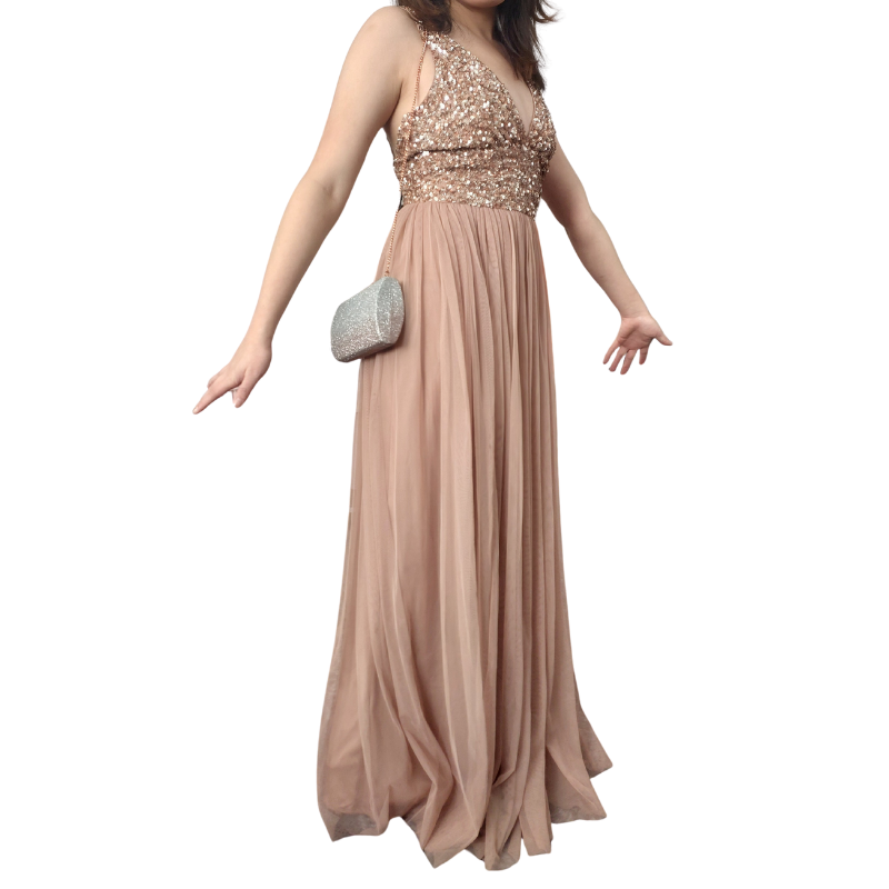 Rose gold sequin formal/ball  dress, size 10-12