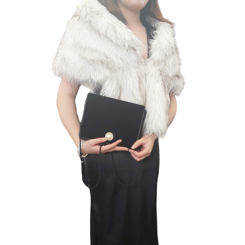 Ivory fur shawl/stole-HIRE