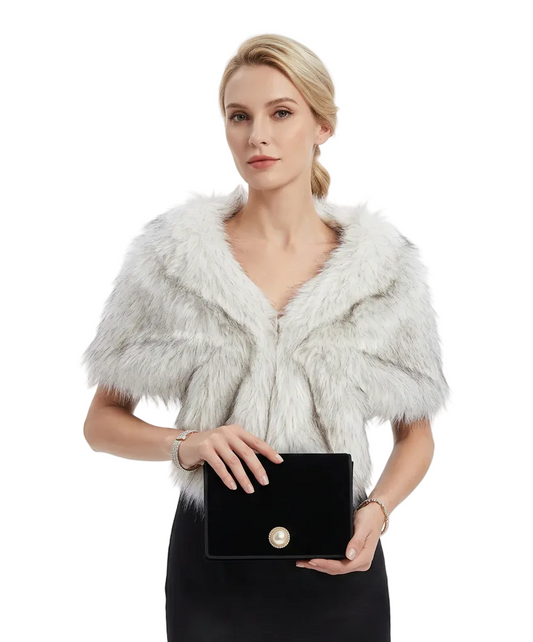 HIRE-Ivory fur shawl/stole