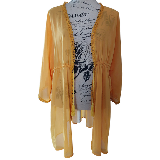 New mustard yellow chiffon layering top/ beach coverup, one size, 12-14