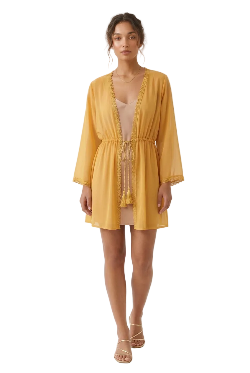 New mustard yellow chiffon layering top/ beach coverup, one size, 12-14