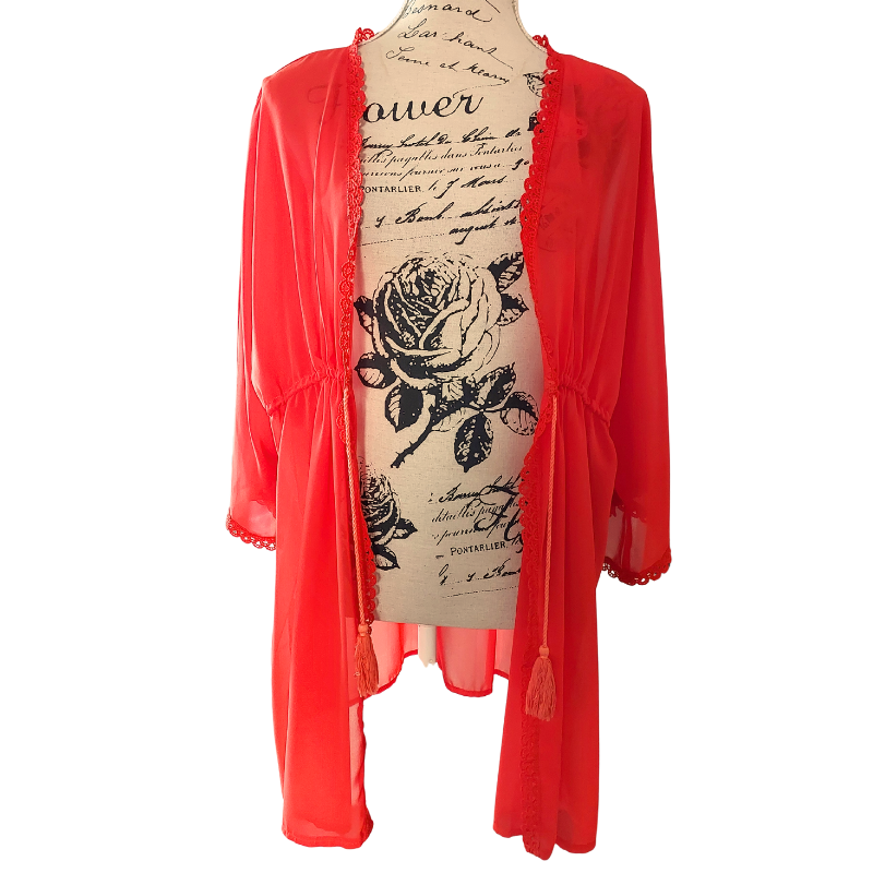NEW orange chiffon layering top, one size, 12-14