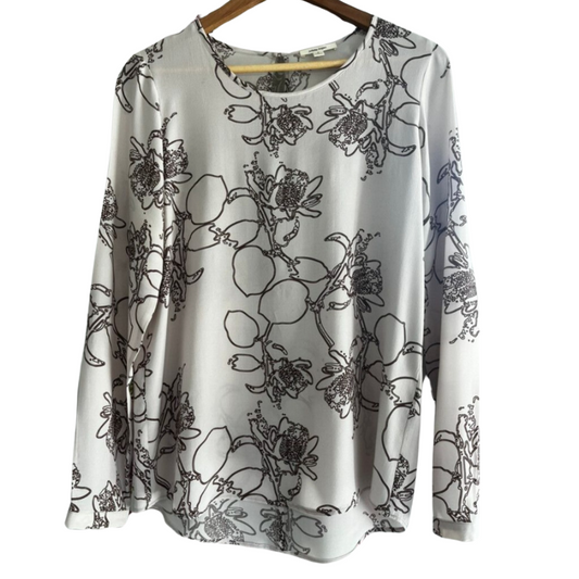 Juliette Hogan beige 100% silk top/ blouse size 12