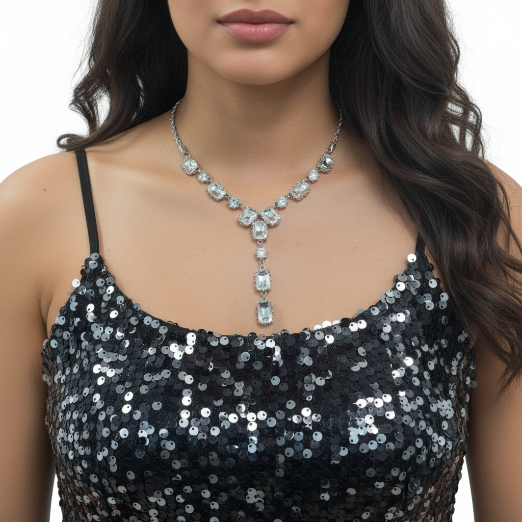 Silver CZ pendant / necklace - HIRE