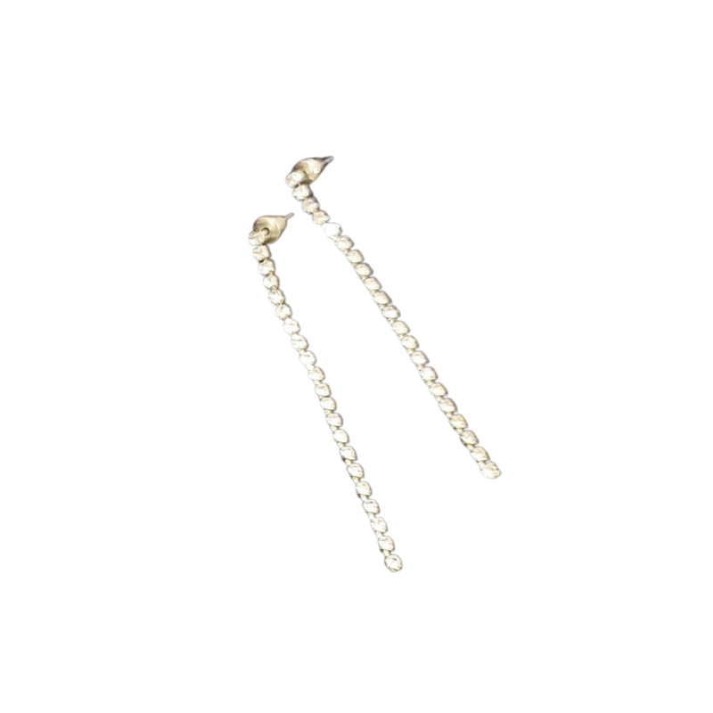 Silver plated CZ crystal drop earrings-HIRE