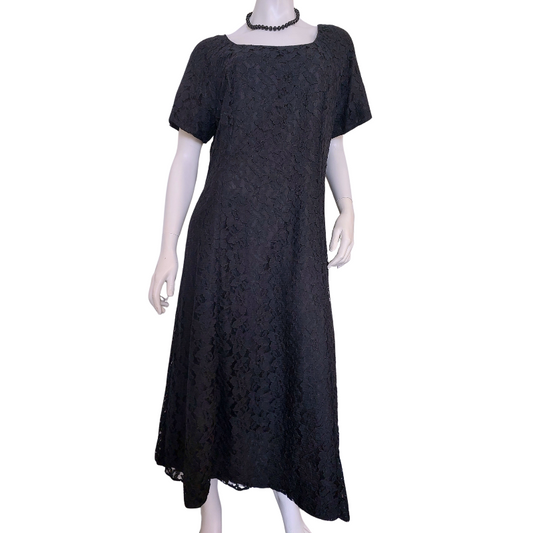 Ann Harvey black lace formal  dress, size 18-HIRE