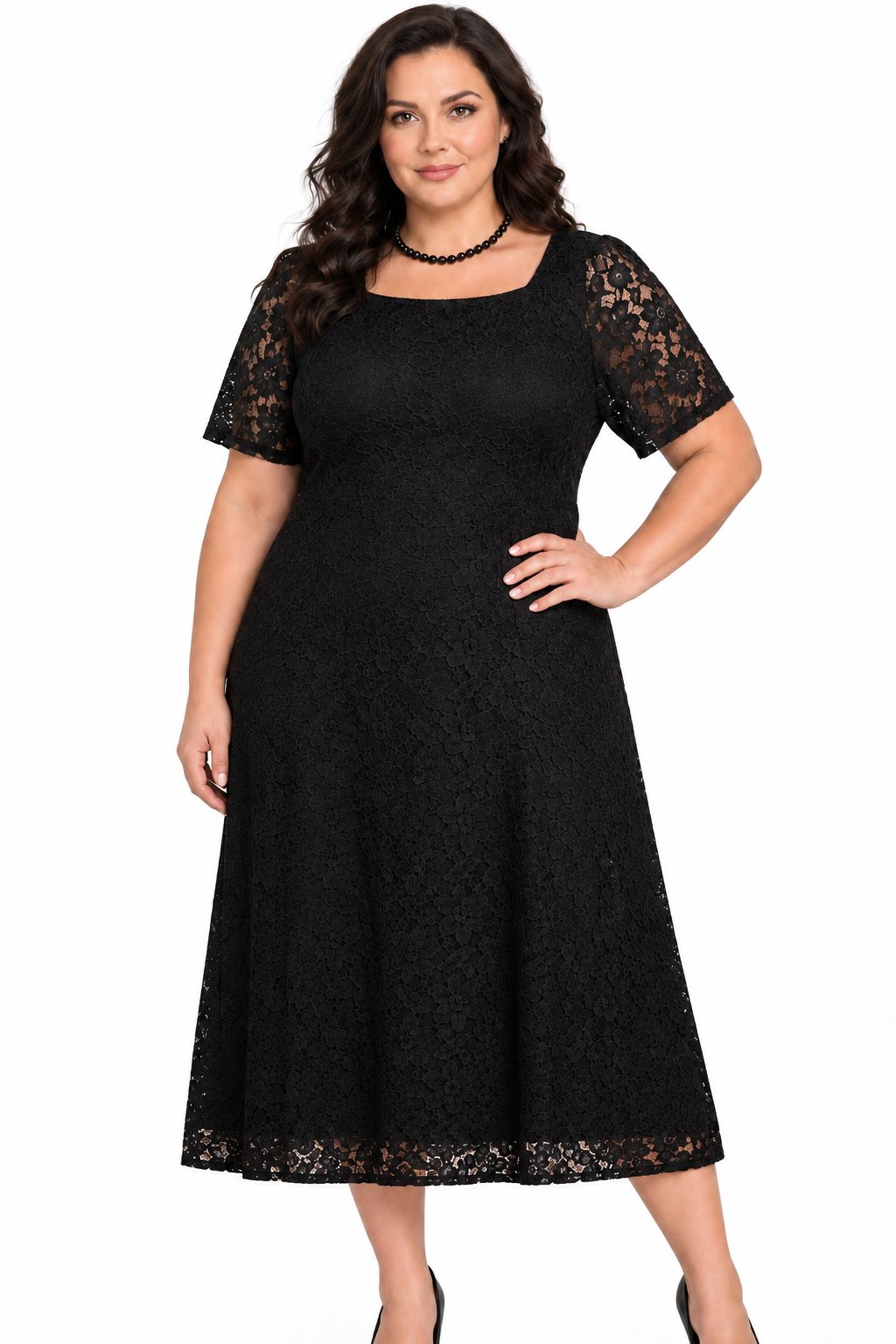 Ann Harvey black lace formal  dress, size 18-HIRE