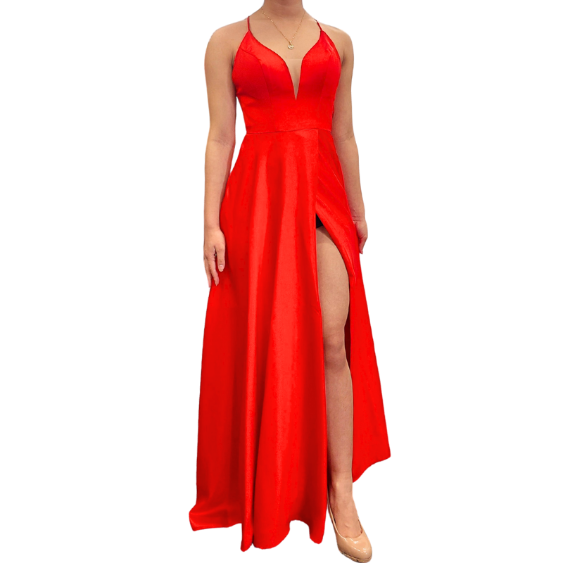 Prom Girl red satin silky formal/ball dress, size 6