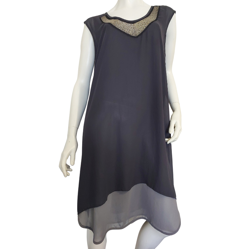 OBI charcoal beaded dress, size 18
