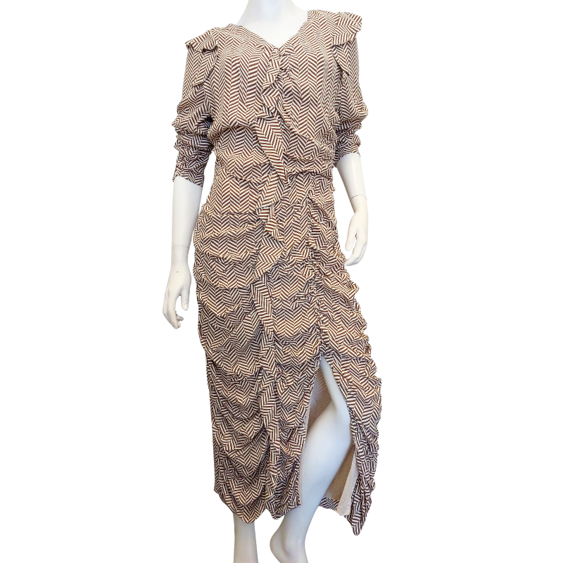 NEW REMAIN Summer tones chocolate herringbone dress, size 14