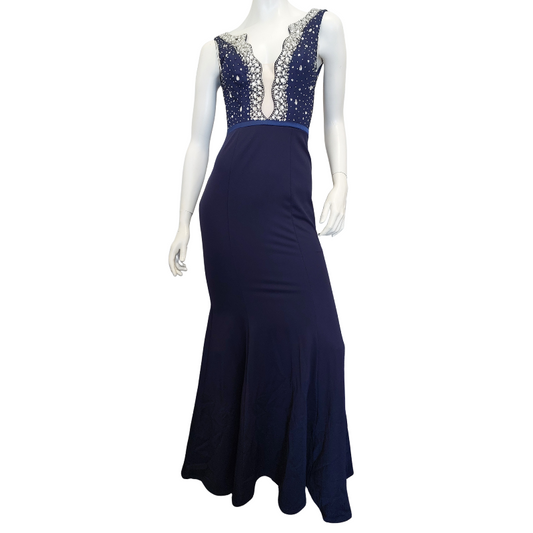 NEW Anissa navy/silver bling formal dress, size 8