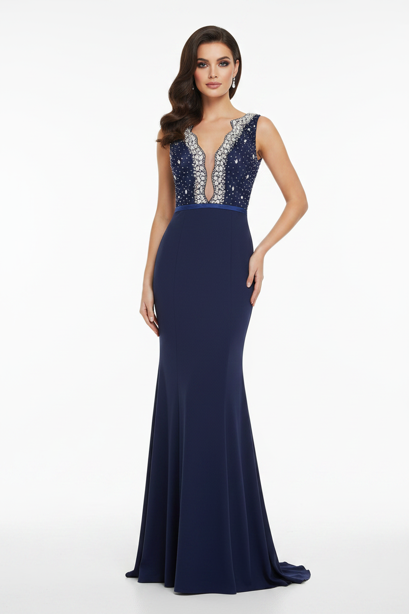 NEW Anissa navy/silver bling formal dress, size 8