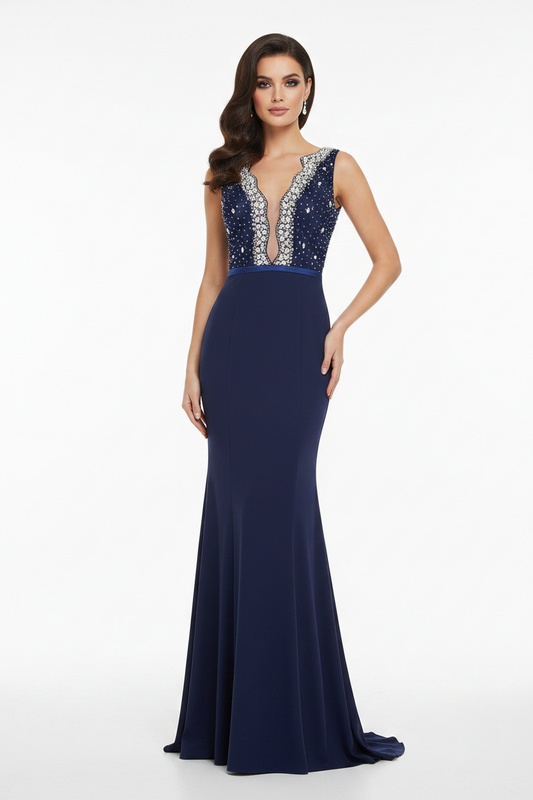 NEW Anissa navy/silver bling formal dress, size 8