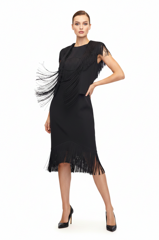 Carla Zampatti Designer tassel dress & jacket, size 10