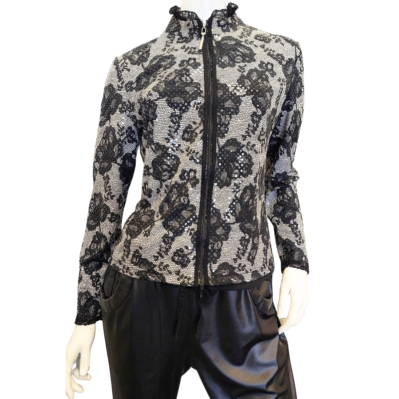 Joseph Ribkoff black floral sequin jacket, size 14